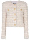 Balmain White Crewneck Cardigan With Jewel Buttons In White
