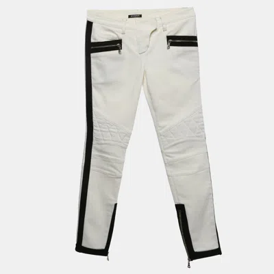 Pre-owned Balmain White Denim Slim Fit Jeans S/waist 30"