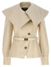 Balmain White Double-breasted Short Coat In White