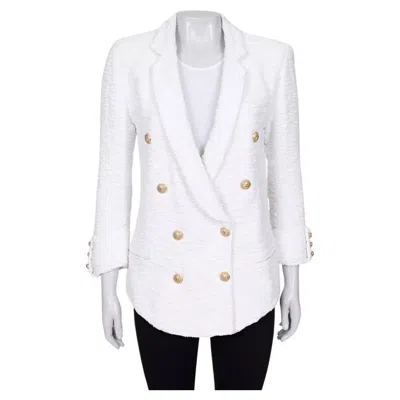 Pre-owned Balmain White Double-breasted Jacket Sz.m/fr38