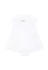 Balmain White Dress For Baby Girl With Logo In White