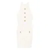 Balmain Off-the-shoulder Dress In Neutral