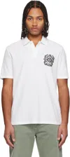 Balmain White Écusson Print Cotton Polo In Multi