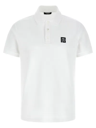Balmain Polo Shirt Short Sleeves Ribbed Cuffs Collar In White