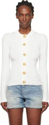 Balmain White Cropped Jacket With Patch Pockets In White