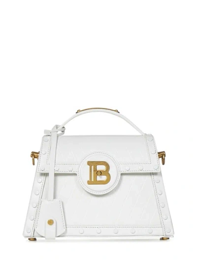 Balmain White Grid-embossed B-buzz Dynasty Bag