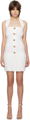 Balmain White Halter Minidress In 0fa Blanc