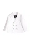 Balmain White Jacket For Baby Boy With Labyrinth In White