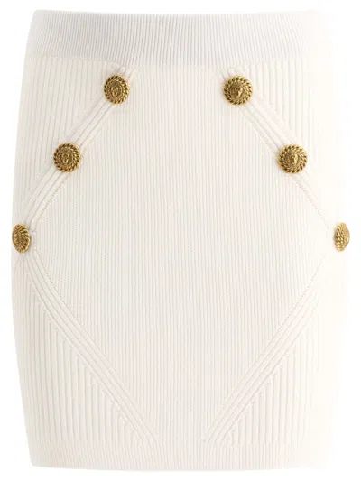 Balmain White Knitted Mini Skirt