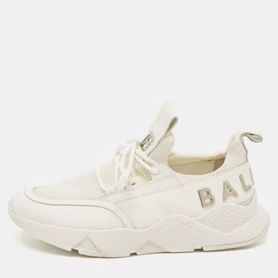 Pre-owned Balmain White Leather And Mesh Lace Up Sneakers Size 39