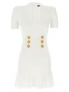 Balmain Button-embellished Knitted Minidress In White