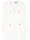 Balmain Button-embellished Tweed Minidress In White