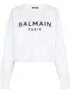 Balmain Women Logo Organic Cotton Cropped Sweatshirt In White