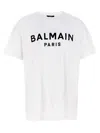 Balmain White Crewneck T-shirt With Contrasting Logo Lettering Print In White