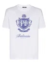 Balmain Short-sleeved T-shirt With College Emblem Print In White