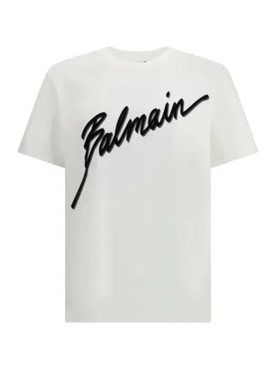 BALMAIN MEN WHITE LOGO T-SHIRT, XL LUXURY T-SHIRTS FOR MEN DARVEYS