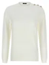 Balmain White Maxi Shoulder Sweater In White