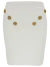 Balmain White Mini Pencil Skirt With Jewel Buttons