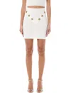 Balmain White Mini Pencil Skirt With Jewel Buttons In White