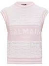 Balmain Monogram Wool And Cotton-blend Knitted Top In White