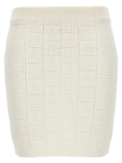 BALMAIN WHITE MONOGRAM SKIRT