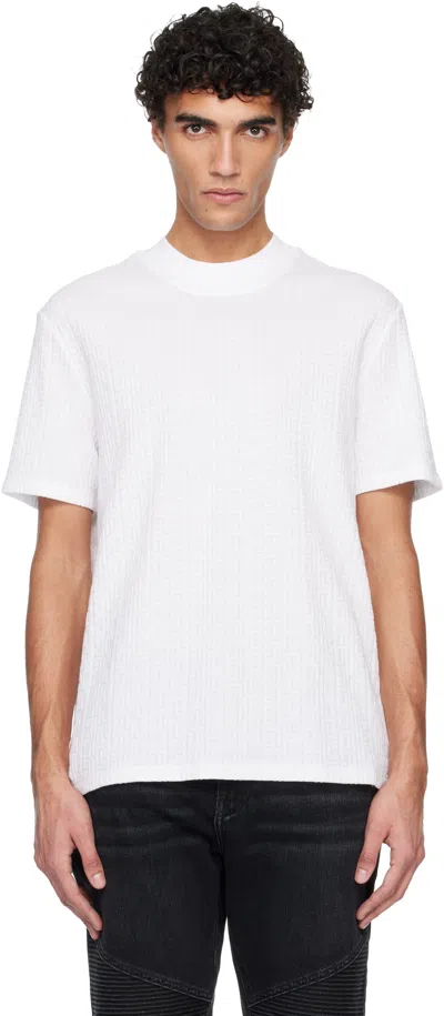 BALMAIN WHITE MONOGRAM SPONGE T-SHIRT