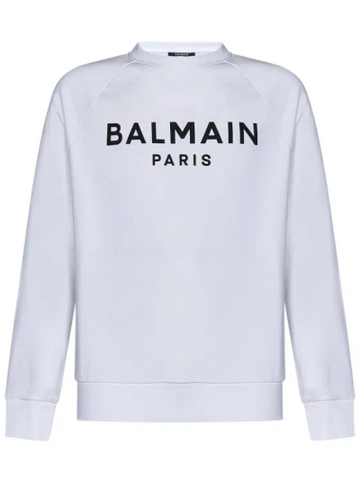 Balmain White Organic Cotton Crewneck Sweatshirt