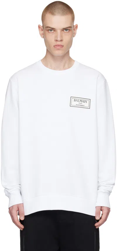 Balmain White Patch Sweatshirt In Gon Blanc Optique/bl
