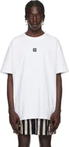 Balmain Logo Embroidered Crewneck T-shirt In Gab Blanc/noir