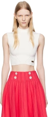 Balmain White Plaque Tank Top In 0fa Blanc