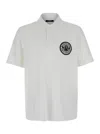 Balmain White Polo Shirt With Collar And Coin Print On The Front In Cotton Man In White