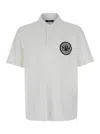 Balmain White Polo Shirt With Collar And Coin Print On The Front In Cotton Man In White