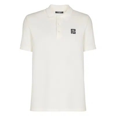 BALMAIN BALMAIN WHITE POLO SHIRTS MEN