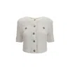 Balmain Cardigan Tweed Plumetis Sweaters And Cardigans White In White