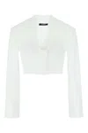 Balmain White Cotton Poplin Cropped Shirt In 0fa
