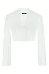 Balmain White Cotton Poplin Cropped Shirt