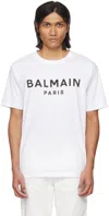 Balmain White Crewneck T-shirt With Contrasting Logo Lettering Print In White