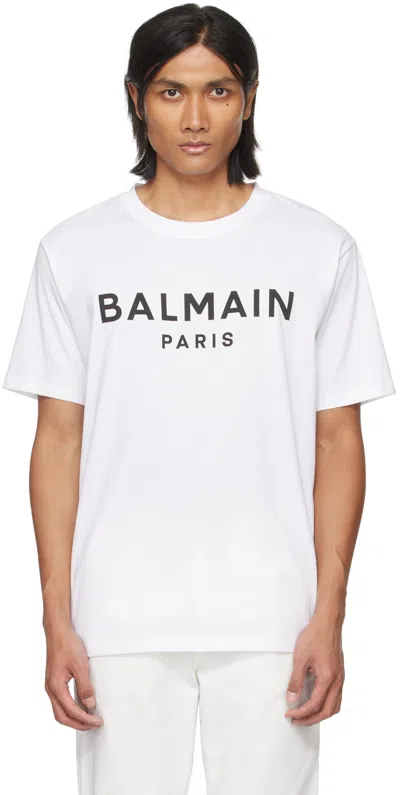 BALMAIN WHITE PRINTED T-SHIRT