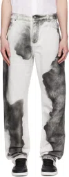 Balmain Moon Print Straight Leg Jeans In Gab Blanc/noir