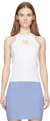 Balmain Retro Pb Stretch Tank Top In Gad Blanc/or