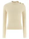 Balmain Ribbed Sweater Sweaters And Cardigans White In White