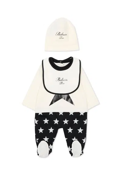 Balmain White Set For Baby Boy With Stars In Multi
