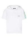 BALMAIN WHITE SHORT-SLEEVED HOODIE WITH SIDE LOGO