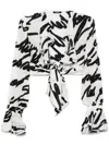 Balmain Love Letter Print Silk Cropped Top