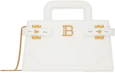 Balmain White Small B-buzz Bag In 0fa Blanc
