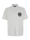 Balmain White Polo Shirt With Collar And Coin Print On The Front In Cotton Man In White