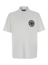 Balmain White Polo Shirt With Collar And Coin Print On The Front In Cotton Man