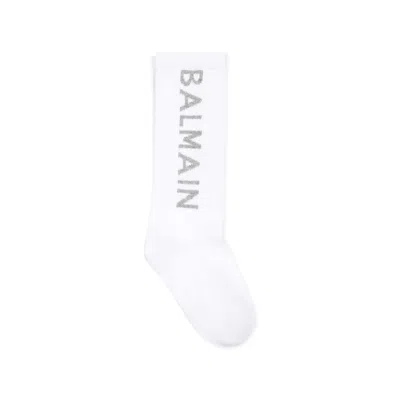 Balmain White Socks For Kids With Logo