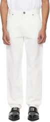 Balmain Logo-embroidered Straight-leg Jeans In 0fa Blanc