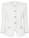 Balmain White Structured Blazer With Buttons And Pockets